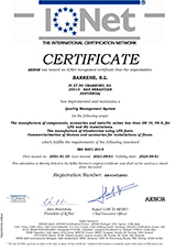 Certificado Internacional del Sistema de gestión de calidad por IQNet