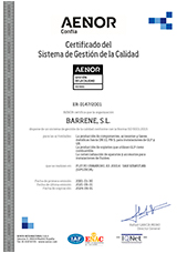 Quality management system certification has been awarded for Barrene's following activities